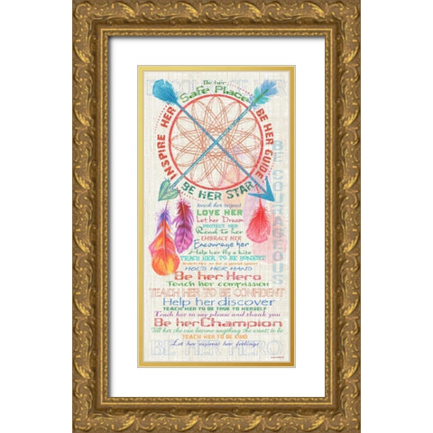 Girls Dream Catcher Gold Ornate Wood Framed Art Print with Double Matting by Phillips, Anita