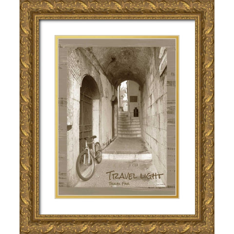 Travel Light Sepia Gold Ornate Wood Framed Art Print with Double Matting by Phillips, Anita