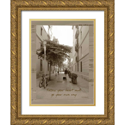 Traveler Sepia Gold Ornate Wood Framed Art Print with Double Matting by Phillips, Anita