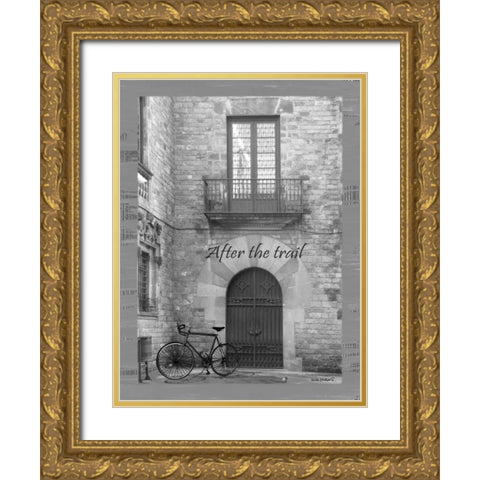 After the Trail BandW Gold Ornate Wood Framed Art Print with Double Matting by Phillips, Anita