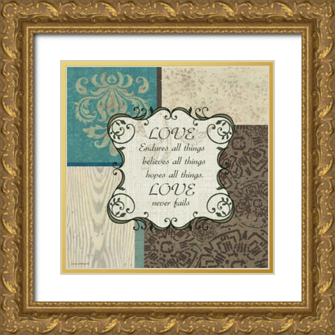 Love Gold Ornate Wood Framed Art Print with Double Matting by Phillips, Anita