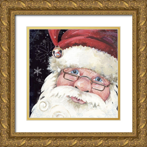 Santa Selfie Gold Ornate Wood Framed Art Print with Double Matting by Phillips, Anita