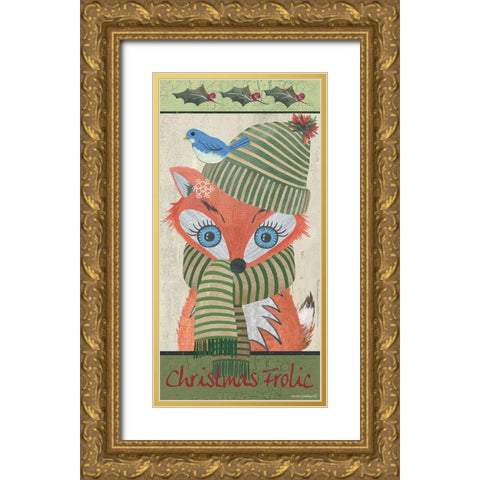 Christmas Frolic Gold Ornate Wood Framed Art Print with Double Matting by Phillips, Anita