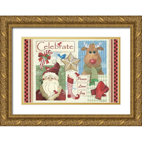 Celebrate Gold Ornate Wood Framed Art Print with Double Matting by Phillips, Anita