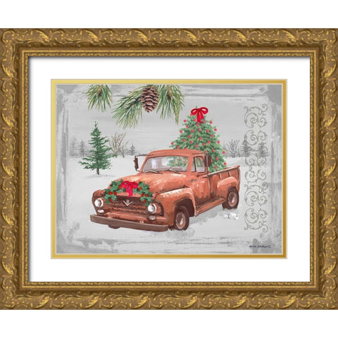 Old Orange Truck Gold Ornate Wood Framed Art Print with Double Matting by Phillips, Anita