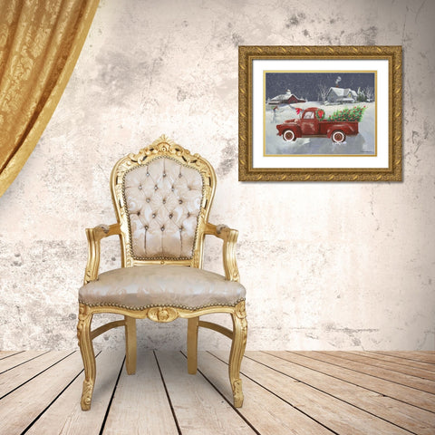 Old Truck and House II Gold Ornate Wood Framed Art Print with Double Matting by Phillips, Anita