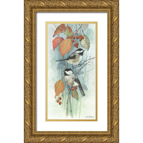 New Chickadee I Gold Ornate Wood Framed Art Print with Double Matting by Phillips, Anita