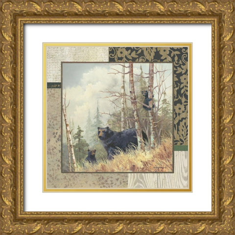Black Bears with Border Gold Ornate Wood Framed Art Print with Double Matting by Phillips, Anita