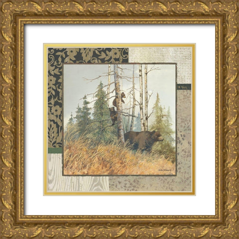 Brown Bears with Border Gold Ornate Wood Framed Art Print with Double Matting by Phillips, Anita