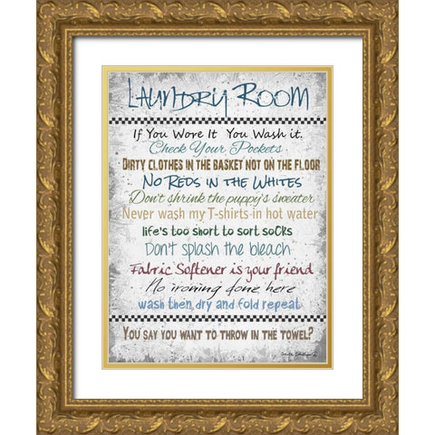 Laundry Room Gold Ornate Wood Framed Art Print with Double Matting by Phillips, Anita