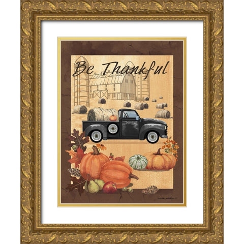Be Thankful III Gold Ornate Wood Framed Art Print with Double Matting by Phillips, Anita