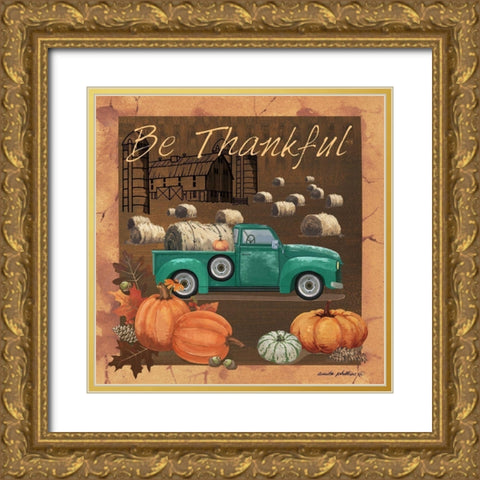 Be Thankful V Gold Ornate Wood Framed Art Print with Double Matting by Phillips, Anita
