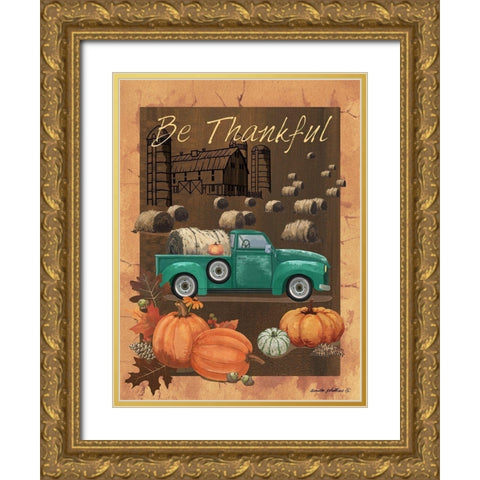 Be Thankful VI Gold Ornate Wood Framed Art Print with Double Matting by Phillips, Anita