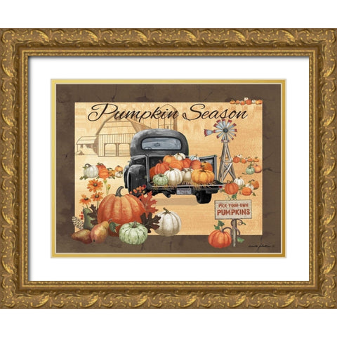 Pumpkin Season Gold Ornate Wood Framed Art Print with Double Matting by Phillips, Anita