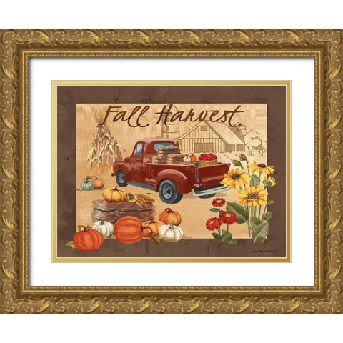 Fall Harvest Gold Ornate Wood Framed Art Print with Double Matting by Phillips, Anita