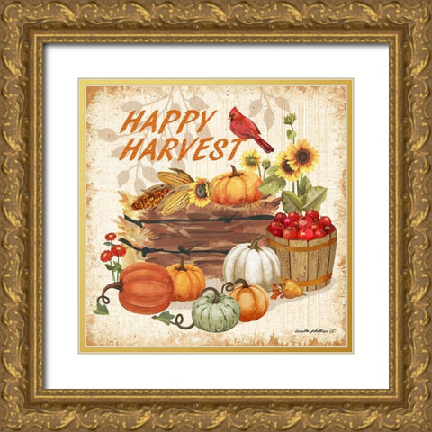 Happy Harvest Gold Ornate Wood Framed Art Print with Double Matting by Phillips, Anita