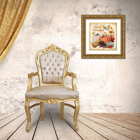 Always Thankful Gold Ornate Wood Framed Art Print with Double Matting by Phillips, Anita
