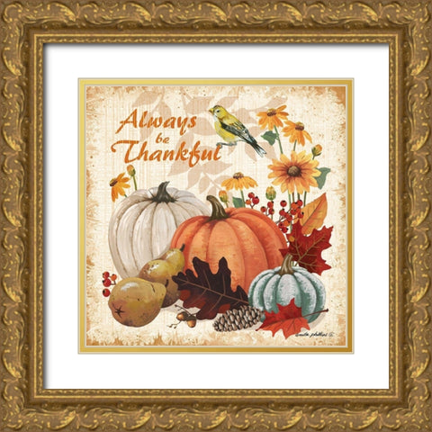 Always Thankful Gold Ornate Wood Framed Art Print with Double Matting by Phillips, Anita