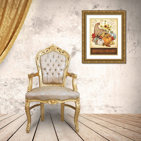 Grateful and Blessed Gold Ornate Wood Framed Art Print with Double Matting by Phillips, Anita