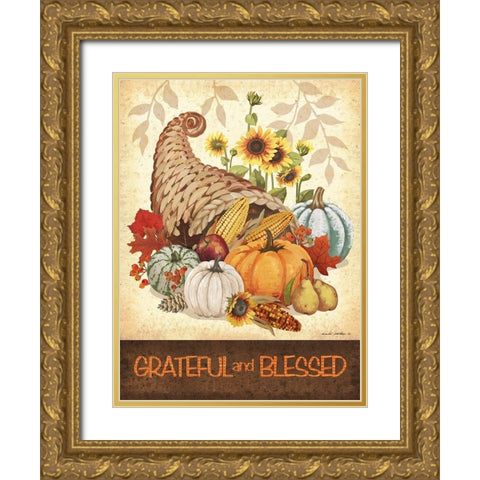 Grateful and Blessed Gold Ornate Wood Framed Art Print with Double Matting by Phillips, Anita