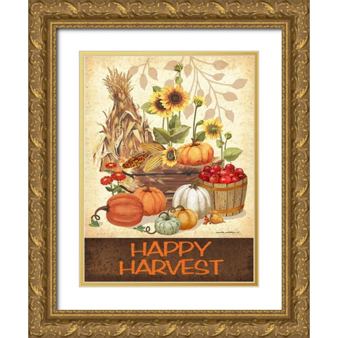 Happy Harvest Gold Ornate Wood Framed Art Print with Double Matting by Phillips, Anita