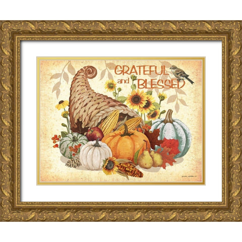 Grateful and Blessed Gold Ornate Wood Framed Art Print with Double Matting by Phillips, Anita