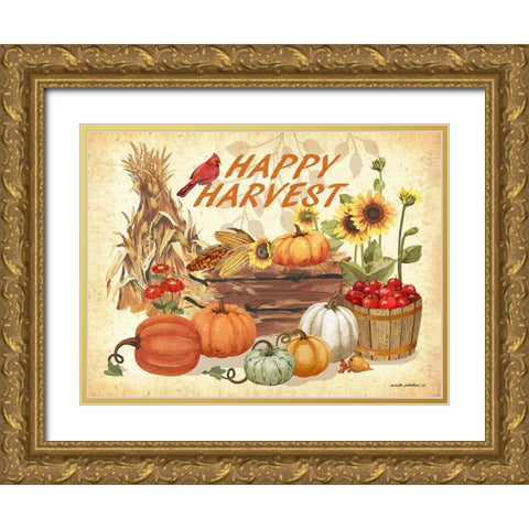 Happy Harvest Gold Ornate Wood Framed Art Print with Double Matting by Phillips, Anita