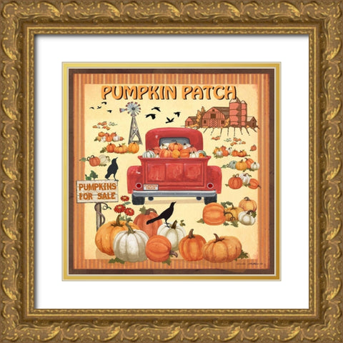 Pumpkin Patch Gold Ornate Wood Framed Art Print with Double Matting by Phillips, Anita