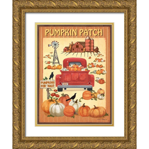 Pumpkin Patch II Gold Ornate Wood Framed Art Print with Double Matting by Phillips, Anita