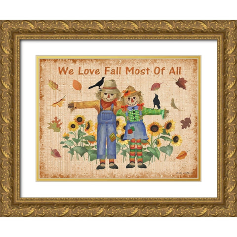 We Love Fall Gold Ornate Wood Framed Art Print with Double Matting by Phillips, Anita
