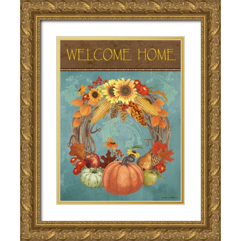 Welcome Home Gold Ornate Wood Framed Art Print with Double Matting by Phillips, Anita