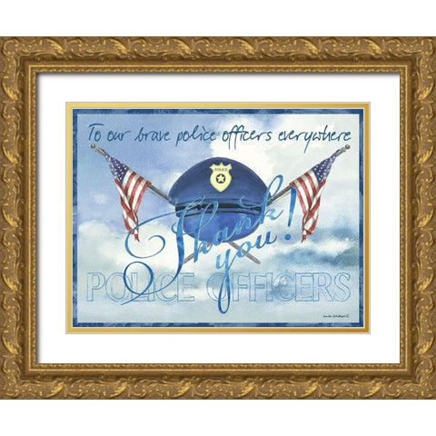 Thank You Police Officers Gold Ornate Wood Framed Art Print with Double Matting by Phillips, Anita