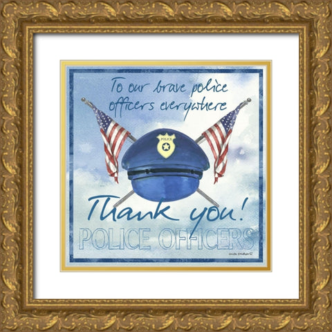 Thank You Police Officers Sq. Gold Ornate Wood Framed Art Print with Double Matting by Phillips, Anita