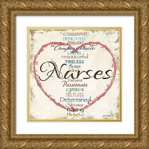 Nurses Heart Gold Ornate Wood Framed Art Print with Double Matting by Phillips, Anita