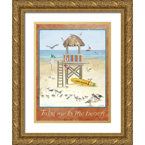 To the Beach Gold Ornate Wood Framed Art Print with Double Matting by Phillips, Anita