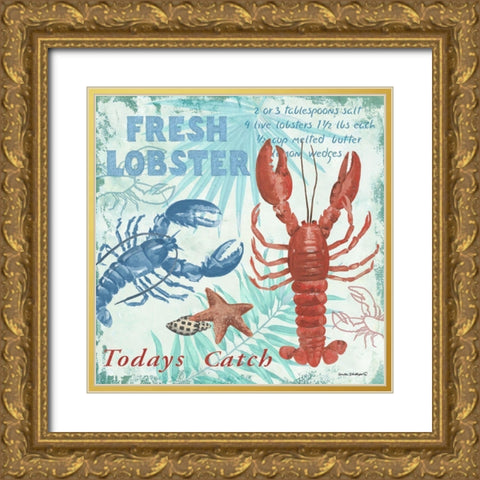 Fresh Lobster Gold Ornate Wood Framed Art Print with Double Matting by Phillips, Anita