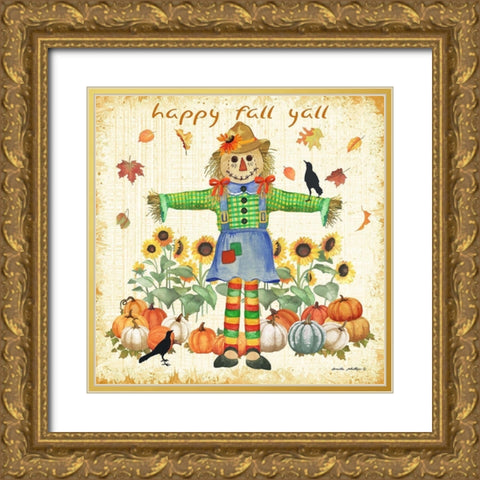 Happy Fall Gold Ornate Wood Framed Art Print with Double Matting by Phillips, Anita