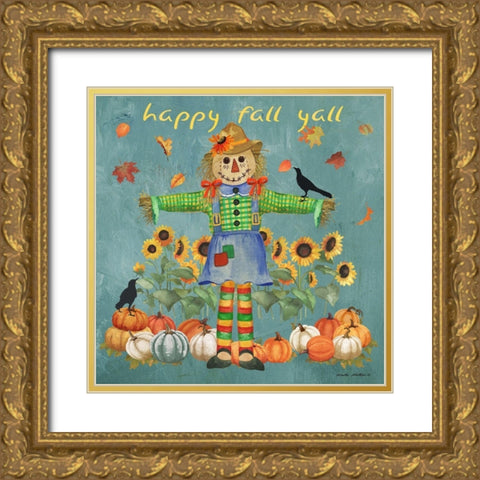 Happy Fall Gold Ornate Wood Framed Art Print with Double Matting by Phillips, Anita