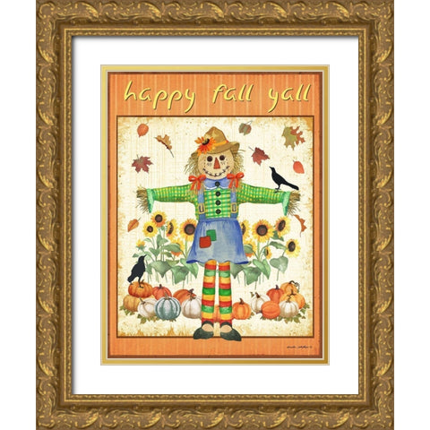 Fall Leaves Gold Ornate Wood Framed Art Print with Double Matting by Phillips, Anita