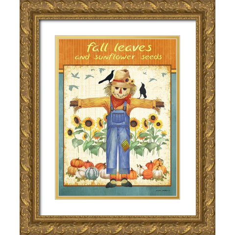 Fall Leaves Gold Ornate Wood Framed Art Print with Double Matting by Phillips, Anita