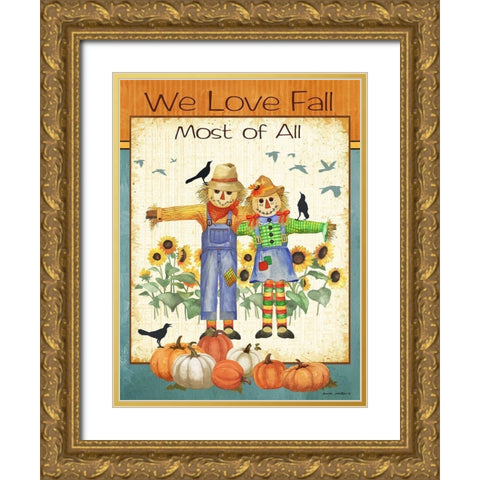 Love Fall Gold Ornate Wood Framed Art Print with Double Matting by Phillips, Anita