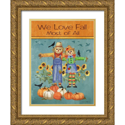 Love Fall Gold Ornate Wood Framed Art Print with Double Matting by Phillips, Anita