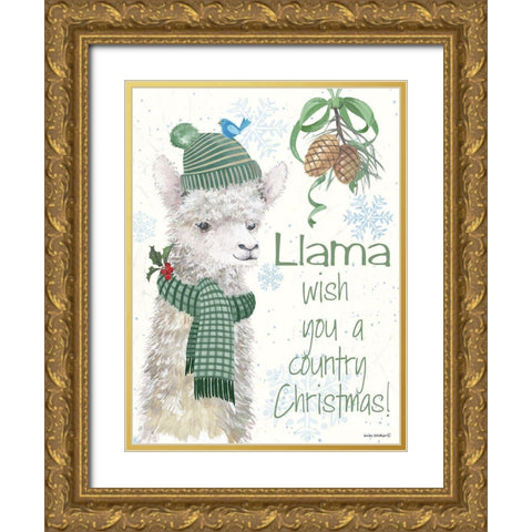 Country Christmas Gold Ornate Wood Framed Art Print with Double Matting by Phillips, Anita