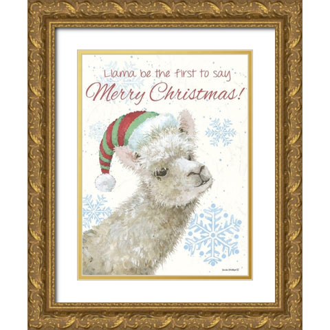 Llama Gold Ornate Wood Framed Art Print with Double Matting by Phillips, Anita