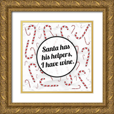 Santas Helpers - Wine Gold Ornate Wood Framed Art Print with Double Matting by Hutchins, Ashley
