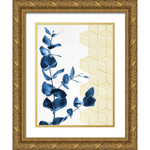 Blue Gold Ornate Wood Framed Art Print with Double Matting by Hutchins, Ashley