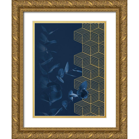 Blue II Gold Ornate Wood Framed Art Print with Double Matting by Hutchins, Ashley