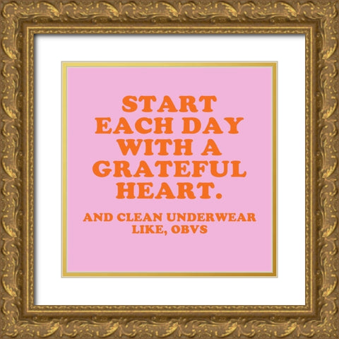 Grateful Heart Gold Ornate Wood Framed Art Print with Double Matting by Hutchins, Ashley