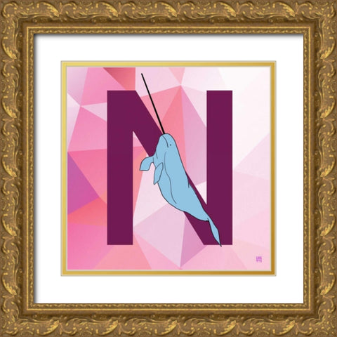 N Gold Ornate Wood Framed Art Print with Double Matting by Perrenoud, Aubree