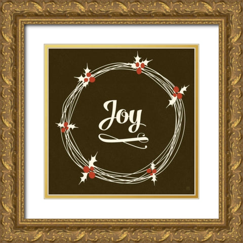 Joy Gold Ornate Wood Framed Art Print with Double Matting by Perrenoud, Aubree